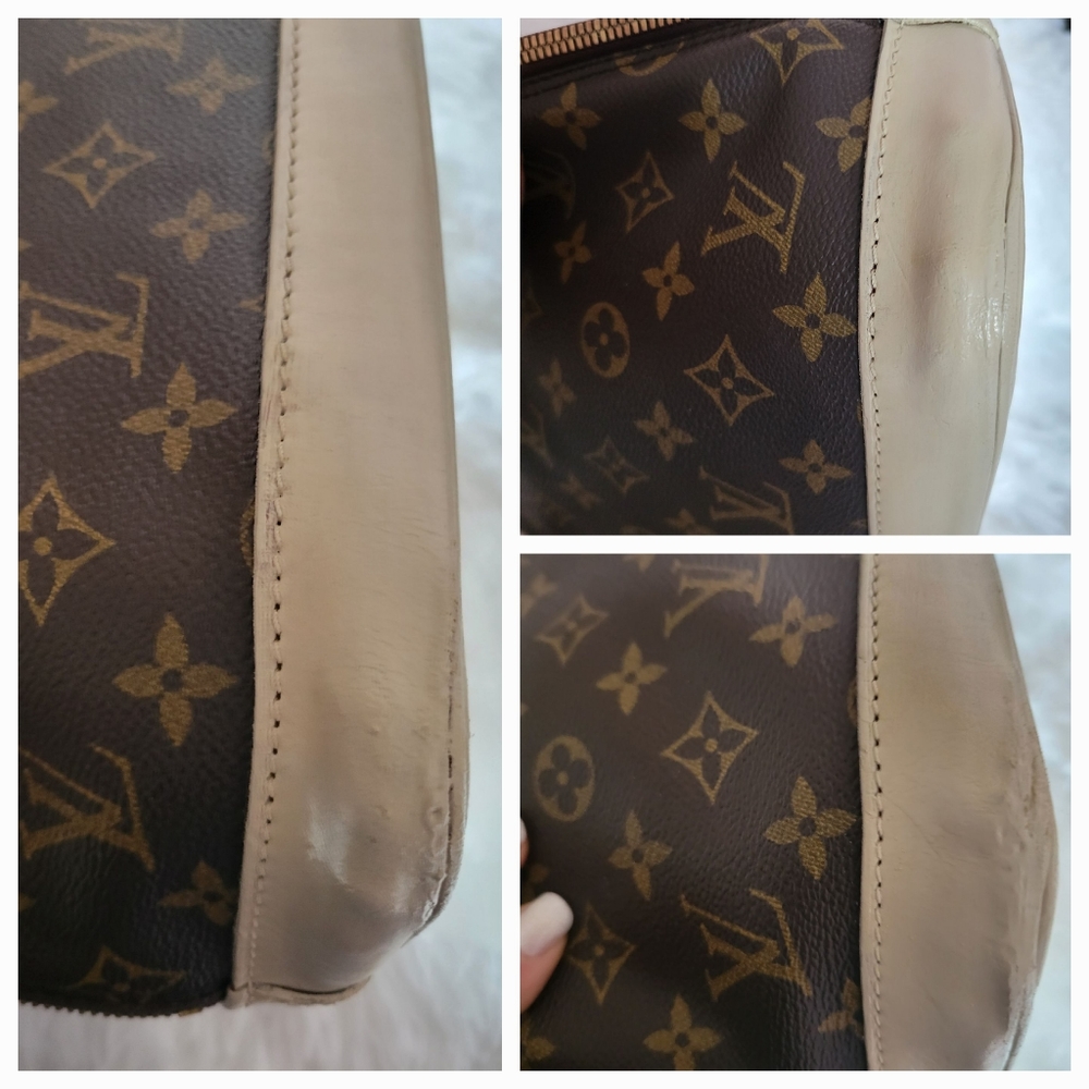 Louis Vuitton Monogram Canvas Alma Crossbody Bag with Cream Trim and Beige Strap - Picture 16 of 16
